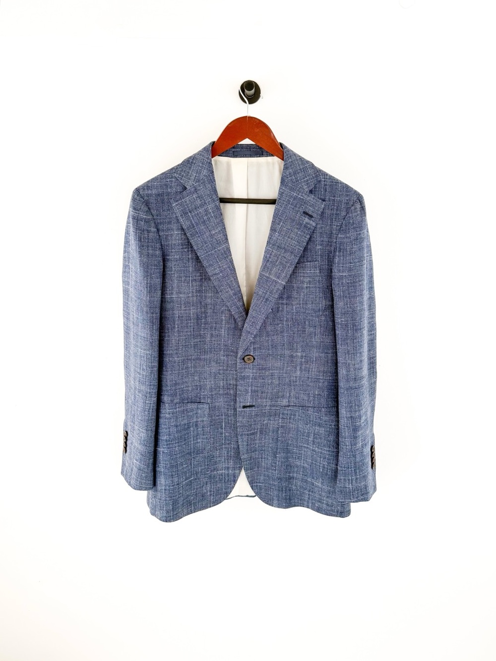 Suitsupply Hudson E. Thomas Wool Silk Linen Suit Blue Plaid Textured Weave 38R - Picture 9 of 16